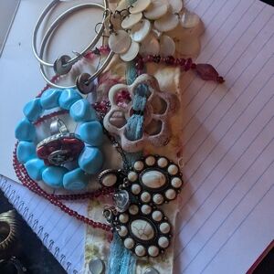 Elegant Blue and Red Beaded Bracelet Set